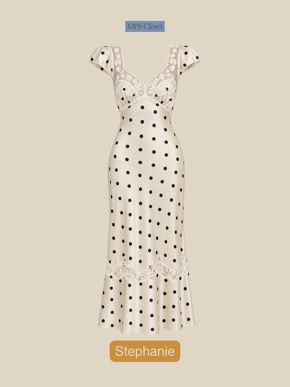 Free People Stephanie Polka Dot Lace-Trim Midi Dress - Cream & Black